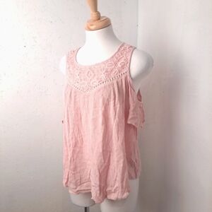 Lily Morgan | Pink cold shoulder t shirt with lace details